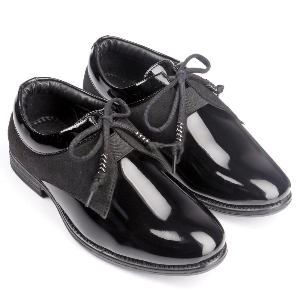 Pine Kids Lace Up Party Wear Shoes- Black - Image 5