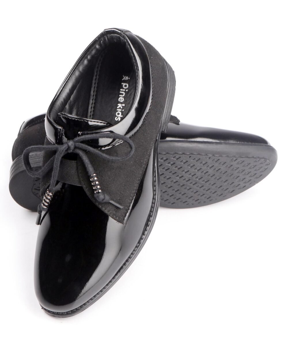 Pine Kids Lace Up Party Wear Shoes- Black - Image 6