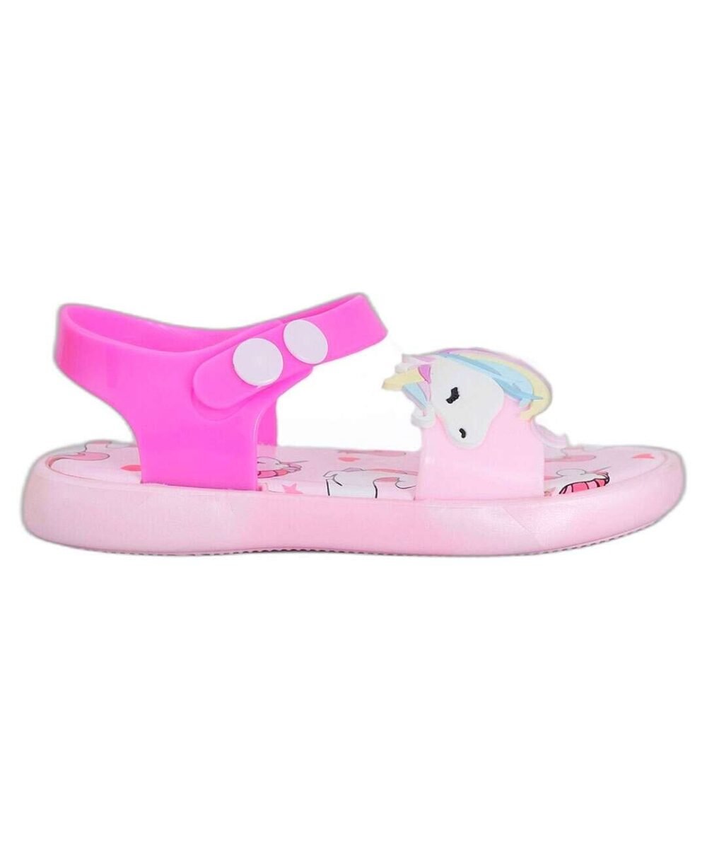 Yellow Bee Unicorn Applique Embellished & Printed Sandals - Pink - Image 2