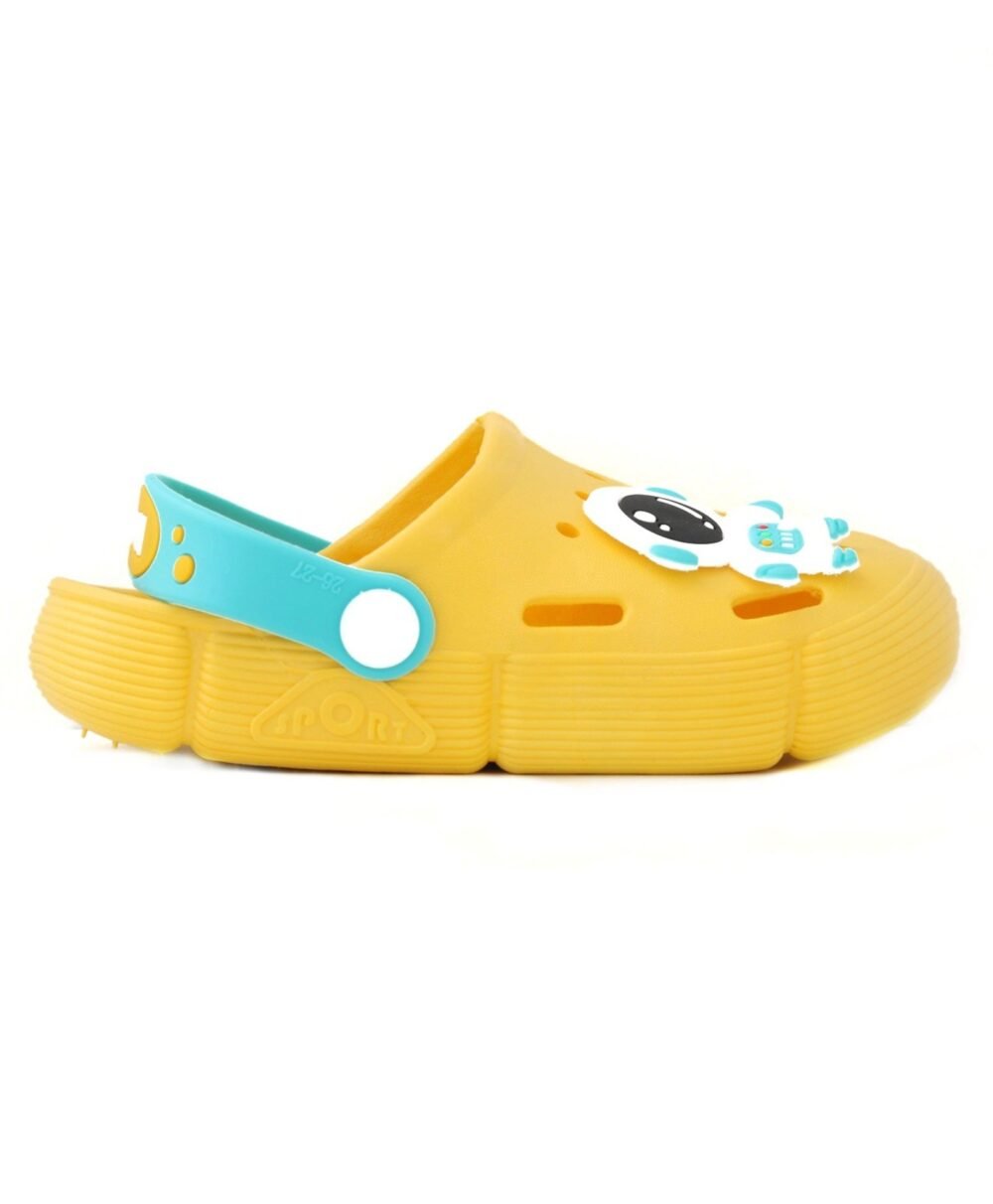 Yellow Bee Hello Astronaut Perforated Sling Back Clogs - Yellow - Image 2