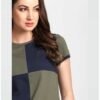 Casual Regular Sleeve Color Block Women Dark Blue, Dark Green Top - Image 2