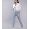 Regular Fit Women Blue Cotton Lycra Blend Trousers - Image 5