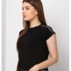FM Solid Women Round Neck Black T-Shirt - Image 2