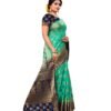 Printed Banarasi Jacquard, Art Silk Saree (Green) - Image 4