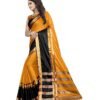 Striped Dharmavaram Cotton Silk Saree  (Orange) - Image 3