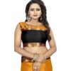 Striped Dharmavaram Cotton Silk Saree  (Orange) - Image 4