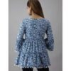 Casual Bell Sleeve Floral Print, Printed Women Light Blue Top - Image 4