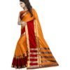 Striped Dharmavaram Cotton Silk Saree  (Mustard) - Image 3
