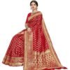 Woven Banarasi Silk Blend, Jacquard Saree  (Red) - Image 2