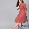 Women Fit and Flare Pink Dress - Image 7