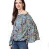 Casual Bell Sleeve Printed Women Multicolor Top - Image 2